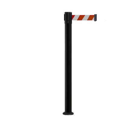 Montour Line Stanchion Belt Barrier Fixed Base Black Post 11ft.Red/White Belt P400F-BK-RWD-110